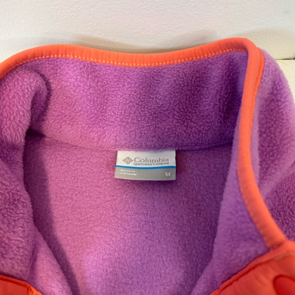 Columbia Purple Fleece Pullover with Orange Accents Half Snap Women’s Medium - Picture 4 of 6